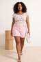 Pink High Waist Trok Detailed Comfort/Medium Stretch Plus Size Denim Shorts&Bermuda Tbbss26Ap00043 - 10