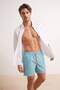 Turquoise Pink Striped Normal Length Regular Fit Men's Swim Shorts Tmnss26Ds00004 - 2