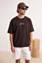 Big Size Brown Oversize/Wide Cut 100% Cotton T-Shirt Tmnss25Bf00008 - 5