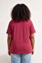 Koyu Vişne Sardalya Baskılı Boyfriend Fit Örme Büyük Beden T-shirt TBBSS26BF00075 - 3