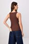 Brown-Burgundy Fitted/Body-Fitting Thick Strap Ribbed Cotton Flexible Knitted Undershirt Twoss26Al00121 - 7