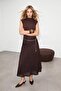 Brown Lined Lace Chain Belted Skirt Tdrss26Et00075 - 2