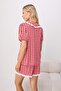 Kırmızı Ekoseli Fırfırlı Dokuma Pijama Takımı THMSS26PT00146 - 4