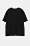 Black Oversize/Wide Cut Slogan Printed Knitted 100% Cotton T-Shirt Tmnss26Ts00086 - 4