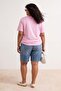 Açık Pembe Nakışlı / İşlemeli Regular Tok %100 Pamuk Örme Büyük Beden T-Shirt TBBSS26BF00092 - 3