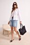 White Checked V-Neck Blouse with Front Tie Detail Twoss25Bz00349