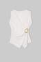 White Double-Breasted Collar Asymmetrical Blouse with Front Accessories Tdrss26Bz00110 - 5