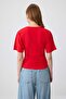 3'lü Paket Siyah-Beyaz-Kırmızı Düz Fitted Büzgülü Pamuklu Esnek Örme T-Shirt TWOSS26TS00319 - 9