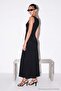 Black Degaje Collar Lycra Dress with Shoulder Accessories Tdrss26El00111 - 4
