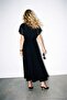 Black V-Neck Sleeveless Chiffon Cape Belted Event Dress Tdrss26El00105 - 3
