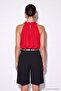 Red Halter Neck Blouse with Bead Accessories and Elastic Waist Tdrss26Bz00127 - 3