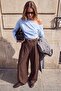 Trendyolmilla Wardrobe Essentials – Mavi Düşük Omuz Poplin Dokuma Bluz | TWOAW27BZ00057