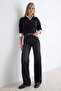 Siyah Yüksek Bel Wide Leg Geniş Paça %100 Pamuk Non-Stretch Jeans TWOSS25JE00060 - 2