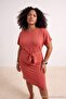 Tile Bodycon Asymmetrical Collar Tie Detail Short Soft Knitted Plus Size Dress Tbbss26Ah00319