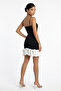 Women's Rope Strap Lined Skirt Satin Draped Short Crepe Dress - 4