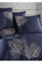 Calista Embroidered Duvet Cover Set - Navy Blue - 3