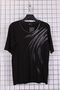 Women's Large Size Lycra Leaf Glitter Printed Short Sleeve Mother T-Shirt Blouse - Black - 2