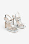 Women's Silver Platform Heeled Shoes - 7