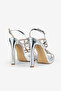 Women's Silver Platform Heeled Shoes - 5