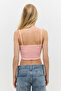 Square Neck Thin Strap Basic Crop Top - 4