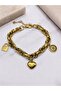 Steel Gold Evil Eye Heart Lock Bracelet