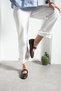 Daily Women's Brown Ballerina Shoes with Straps, Rubber Buckle, Sewing Detail, Comfortable Home, Work, Office Shoes 487 - 3