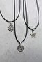 3-Piece Spiral Star Detailed Leather Cord Necklace Set - Spiral Vortex Star Necklace Set