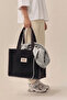 Black Moyen Waxed Canvas Tote Bag Waxed Canvas Women's Shoulder Bag - 8