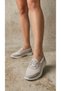 Women's Gray Mesh Comfortable Mother Shoes with Lace Detail 2.5cm Byndoz02 - 6