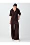 Bitter Brown Straight Cut High Waist Long Knitted Trousers - 2