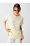 Light Yellow Relaxed Fit Round Neck Off Shoulder Knitted Blouse