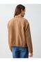 Camel Hair Relaxed Fit Stone Embroidered Woven Jacket with Elastic Waist - 7