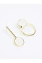 Modern Figured Earrings with Gold Color Detail - 2