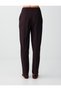 Plum Narrow Leg Regular Waist Metal Detailed Woven Trousers - 4