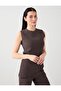 Coffee Melange Straight Cut Round Neck Knitted Blouse - 4