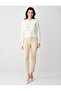 Ecru Straight Fit Round Neck Long Sleeve Knit Cardigan - 2