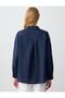 Navy Blue 100% Linen Plain Cut Long Sleeve Woven Shirt - 5