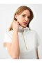 White Relaxed Cut Zippered Turtleneck Sleeveless Knitted Sweatshirt - 6