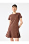 Cotton Slim Fit Crew Neck Short Sleeve Voluminous Mini T-Shirt Dress - 2