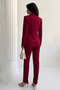 Women's Suit Blazer Jacket Pants Set Pleated Detail Flared Leg Bottom Top Set - 4