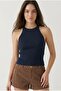 Women's Ribbed Halter Neck Crop Blouse
