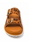 Dodo Women's Genuine Leather Lightweight Anatomical Buckle Daily Lightweight Slippers P327- Leopard - 6