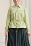 Tunnel Lace Buttoned Shirt Blouse -F.Green