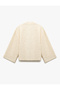 Cotton Long Wide Sleeve Floral Textured Embroidery Short Kimono Jacket - 4