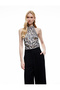 Satin Sleeveless Halter Neck Leopard Blouse - 2