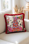 Pink Floor Horse Pattern Decorative 43X43Cm Square Throw Pillow Cover with Red Tassels