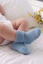 Set of 5 Folded Plain Color Cotton Baby Socks Unisex Pastel - 6