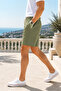 Men's Summer Synthetic Linen High Waist Elastic, Loose Fit Shorts C348 - 3