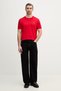 Men's Regular Fit Ribbed Collar Metallic Logo Detailed Cotton Short Sleeve Red T-Shirt - 2