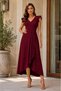 Women's V-Neck Flounce Midi Length Crepe Dress
